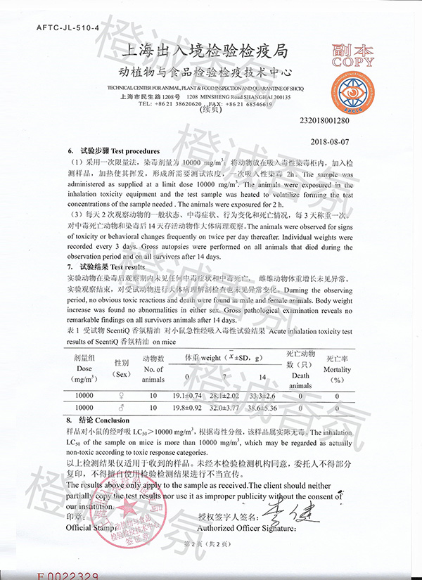 2018上海检疫检测报告